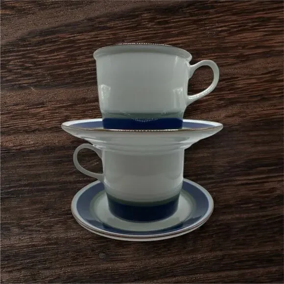 Porsgrund Norway Saga Hand Painted Coffee Cup & Saucer Mint‎ Condition Lot Of 2