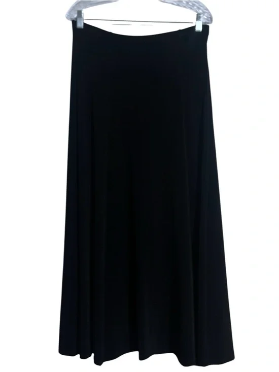 Y2K Chico’s Slinky Ribbed Knit Solid Black Pull On Maxi Skirt Medium