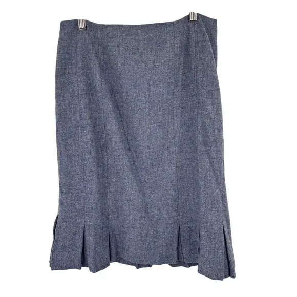 Talbots Womens Blue Wool Skirt Pleated Size 6 lined knee length