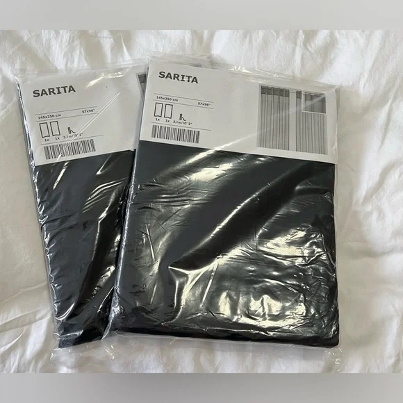 IKEA (2) Twin Packs Sarita Sheer Black Curtain Panels 57