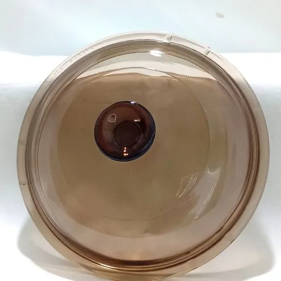 Pyrex Vision Corning V-1.5-C Amber Brown Glass Replacement Lid Vintage
