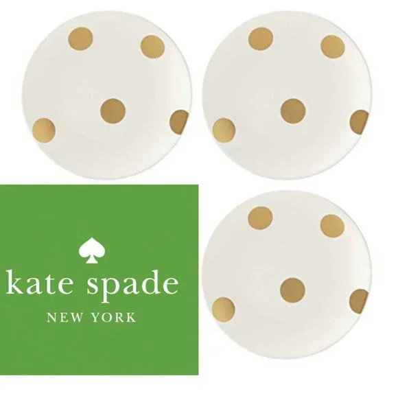KATE SPADE Lenox All in Good Taste Deco Dot Gold Salad Plate 6