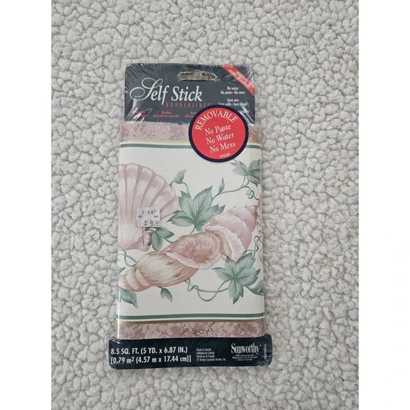 Sunworthy‎ Self Stick Wallpaper Border WL5432 Sea Shells Designs 5 Yards NOS