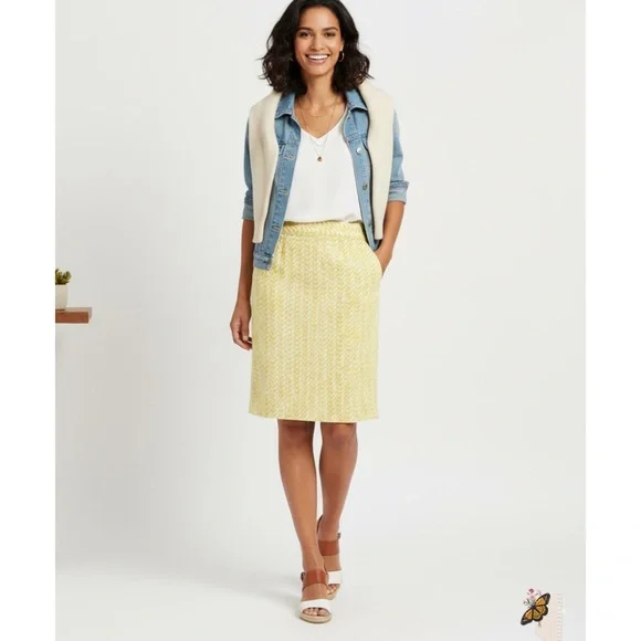 Cynthia Rowley Yellow White Print Skirt | Size 6‎ | Cotton Blend