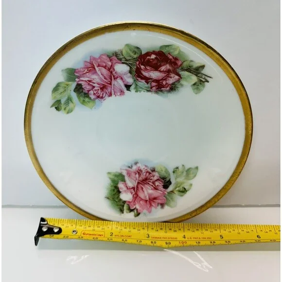 Zeh, Scherzer & Co Bavaria Plate Saucer Pink Roses Flowers Gold Trim 5.5” VNTG