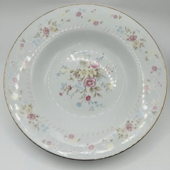 Home Styles Floral Soup Salad Bowl Fine China Gold Trim White Cottagecore