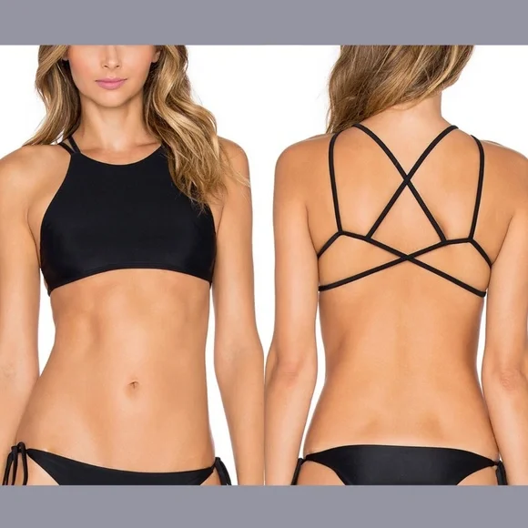 NEW Frankies Bikinis [ Small ] Marley High‎ Neck Strappy Back Bikini Top