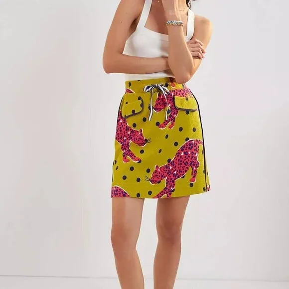 Maeve By Anthropologies Women's Skirt Size S Color Olive Pink Pull-on styling