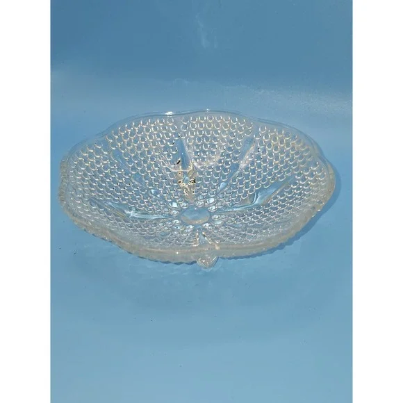 Hazel‎ Atlas Clear Glass Hobnail Beaded TEARDROP  4-Toed Footed Candy Dish Bowl.