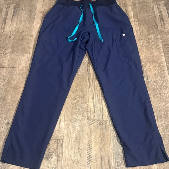 Figs Technical Collection Men's Navy Joggers with Teal Accents - Size M Tall