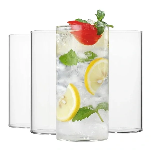 LUXU Drinking Glasses – Set of 4 Elegant 13 oz Highball Tumblers