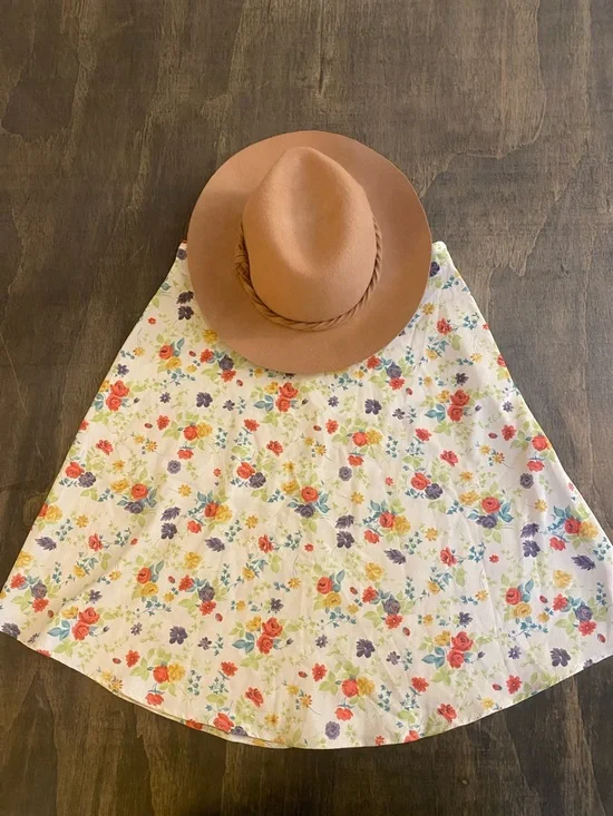 Vintage Cream Floral A-Line Skirt