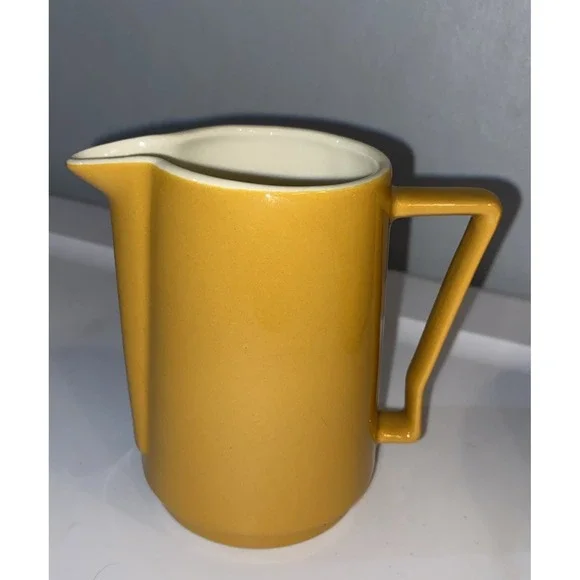 Vintage Creamer MCM 1970s Homer Laughlin Morocco Pattern Mustard & White