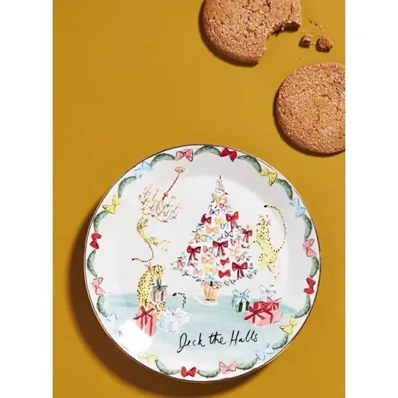 Anthropology Susannah Garrod 'Tis The Season Dessert Plate