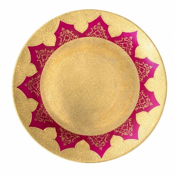 AOFI Porzellan Germany Gold Gilt Fuchsia Cabinet Plate 10