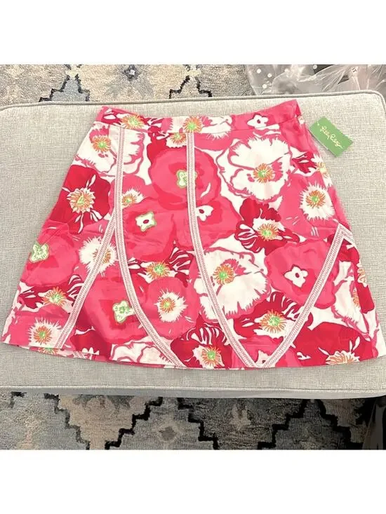 NWT Lilly Pulitzer Sonia A-Line skirt in Hotta Pink Cherry Begonias