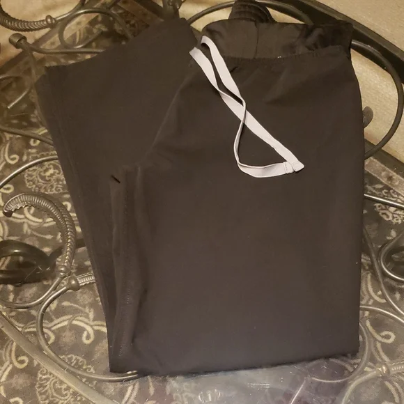 Figs Wome's Black Pants with Gray Drawstring