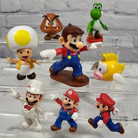 Nintendo Super Mario Bros Figures Lot‎ Of 8 Yoshi Toad Gumba Gamer Cake Toppers