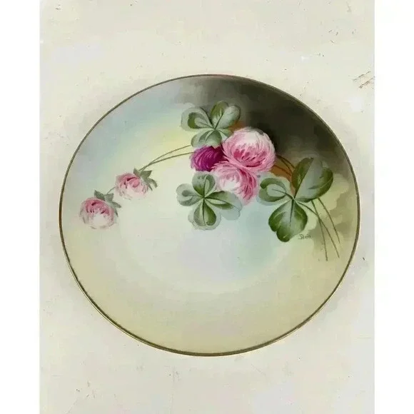 Royal Rudolstadt Prussia Hand Painted Floral Plate Roses Stein 7.5