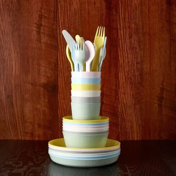 IKEA KALAS Toddler/Little Kid Plates, Bowls, Cups & Silverware Bundle 6-Pack Set