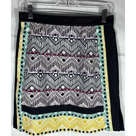 Nanette Lepore silk blend denim multi print skirt