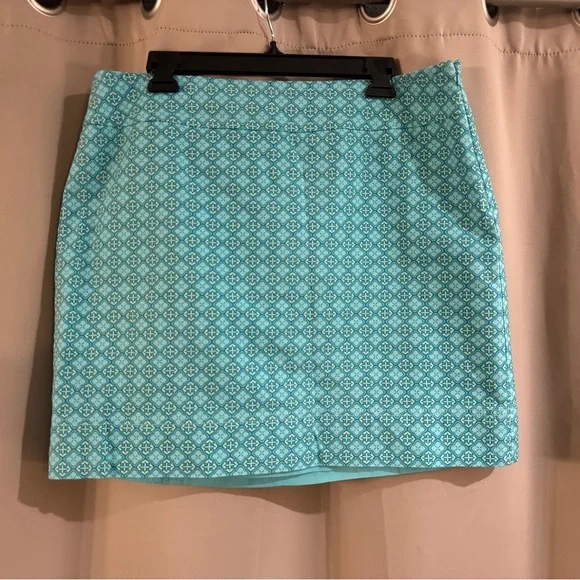 Talbots Aqua Patterned Mini Skirt