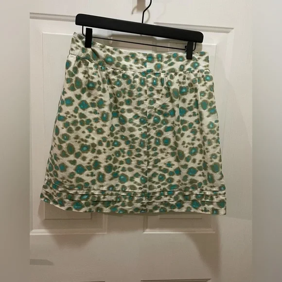 LOFT Blue Cream A-Line Mini Skirt Casual