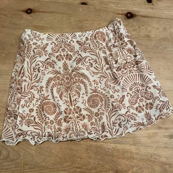 NWOT See You Monday LA Mini Skirt & Halter Top paisley Sheer Summer Swim Beach L