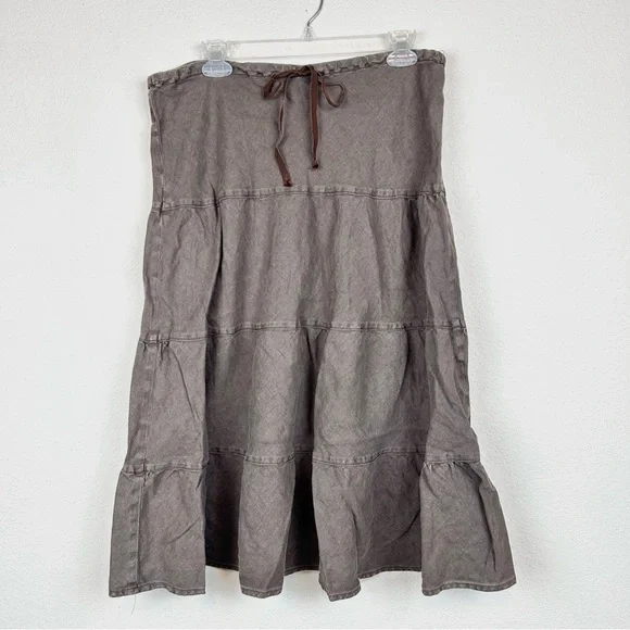 Allen Allen Brown A Lined Tiered Women's Skirt