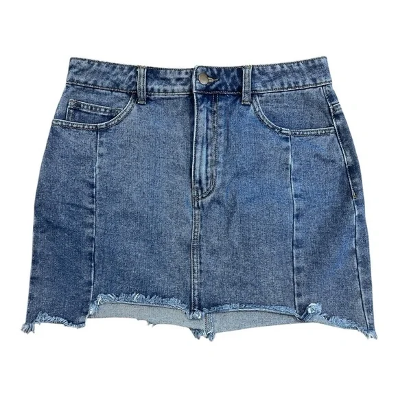 Forever 21 Distress Jeans Mini Skirt L