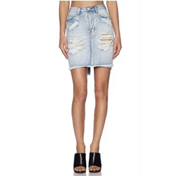One Teaspoon 2020 High Waist Denim Distressed Destroyed Mini Jean Skirt Size 25