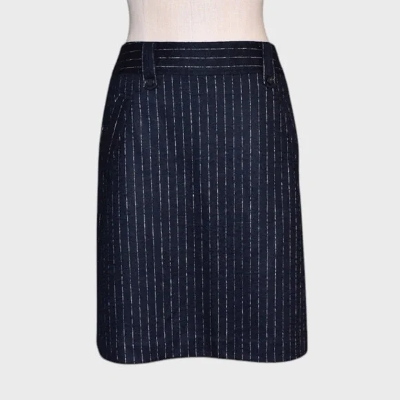 LOFT Navy Pinstripe A-Line Skirt‎