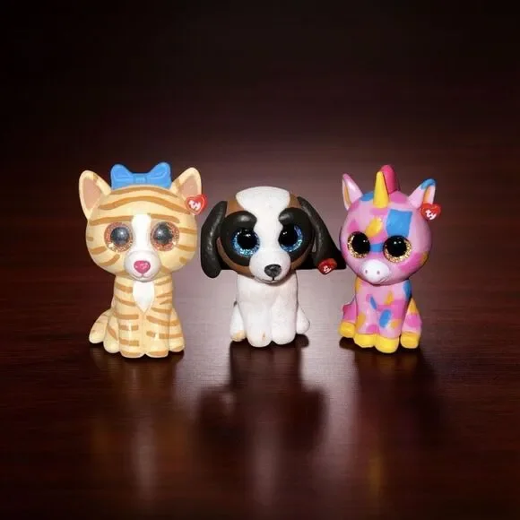 Ty Beanie Mini Boo Fantasia Unicorn Duke St Bernard & Tabitha Tabby Figures A48