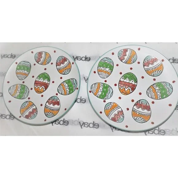 In Homestylez set of 2 multicolor Easter egg & polka-dot dishes 8.5 inch across