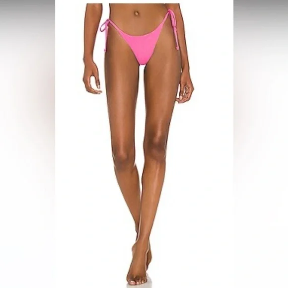 Frankies Bikinis Sky Ribbed Bikini Bottom in Pink Punch NWT