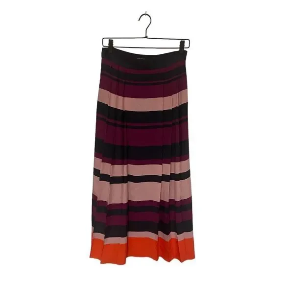 Ann Taylor | Horizontal Stripe Pleated Skirt