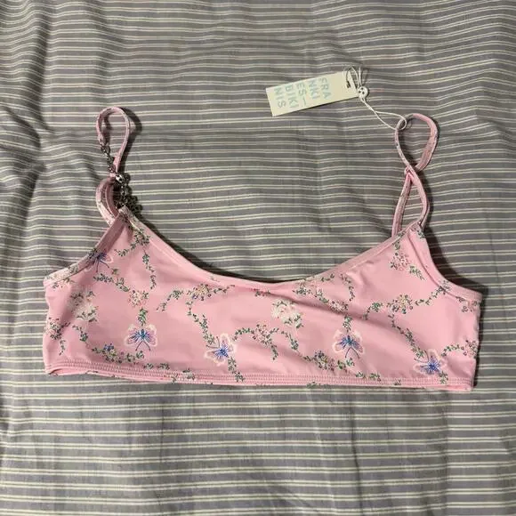Frankie’s Bikinis “Dallas” Floral Chain Bikini Top