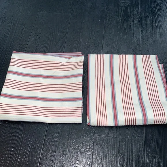 IKEA Alvine Raffla Pillow‎ Cover SET (2) 25” x 25” Stripes 100% Cotton Buttons