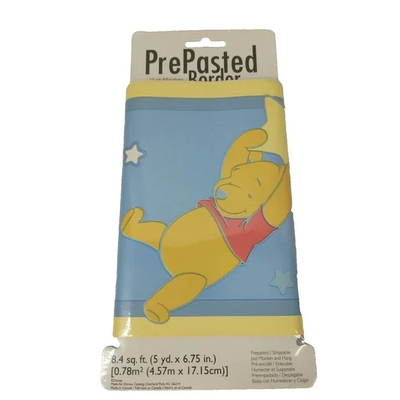 Sleepytime Winnie the Pooh and Piglet Stars Wallpaper Border Pre‎ Pasted Nursery