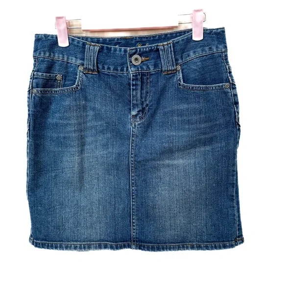 Denim mini skirt, American Eagle, cute seam detail.