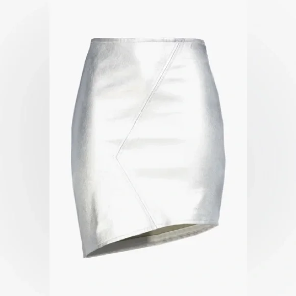 BA&SH Party asymmetric metallic leather mini SKIRT M