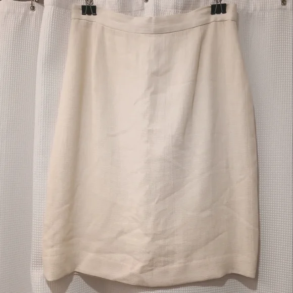 Calvin Klein Cream Linen Pencil Skirt Size 12