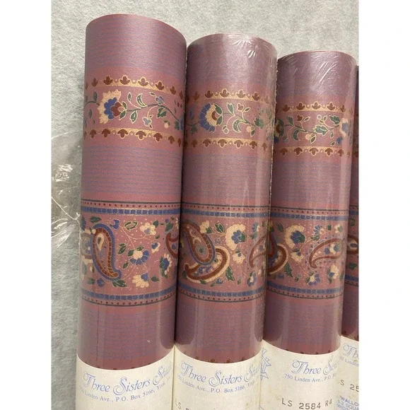 York‎ Vintage 5 Rolls Three Sisters Studio Wallpaper LS 2584 R4 Paisley Floral