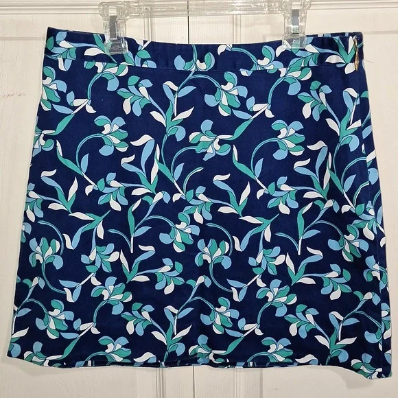 Draper James cotton stretch a-line mini skirt - 6 - blue floral
