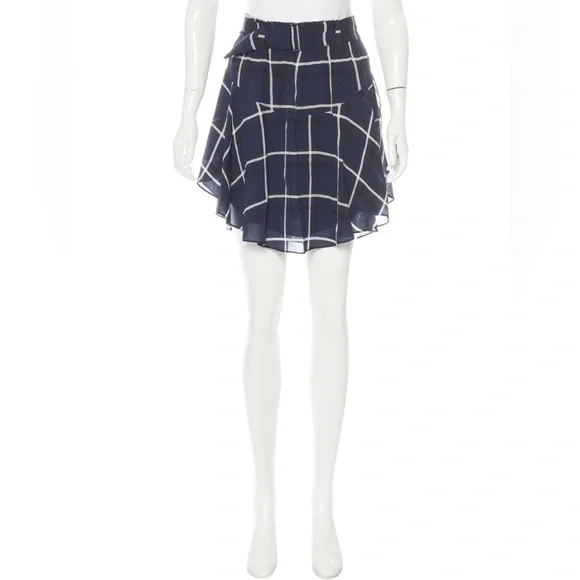 A.L.C. Asymmetrical Navy Plaid Mini Skirt