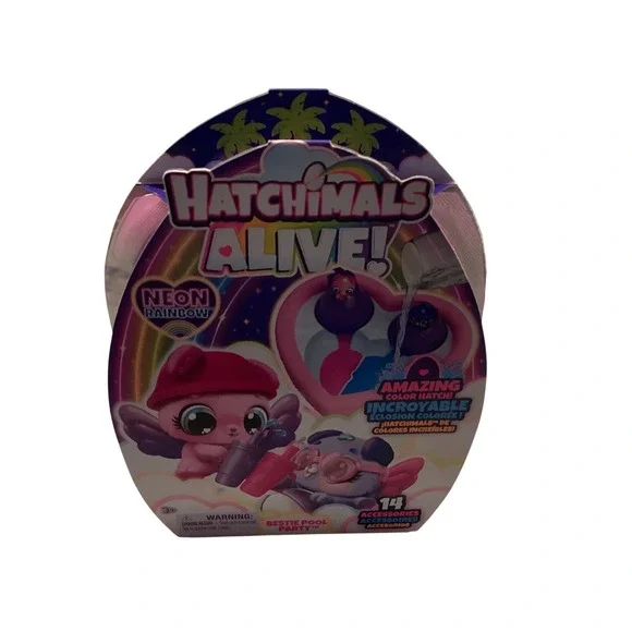 Hatchimals Alive Neon Rainbow Bestie Pool Party Playset with 2 Figures 14 Access