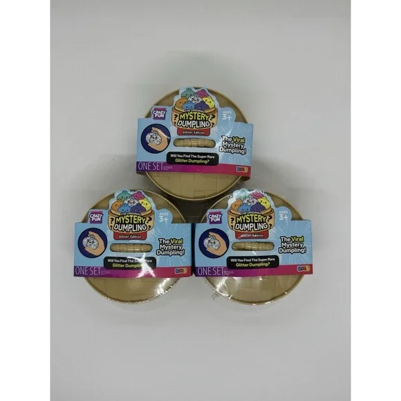 RMS Crazy Fun Mystery Dumpling Glitter Edition Squishy Bun 3-Pack New/Sealed