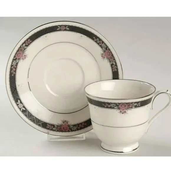 Noritake Ivory China ETIENNE Pattern Cup & Saucer Set Made In Japan 6 available