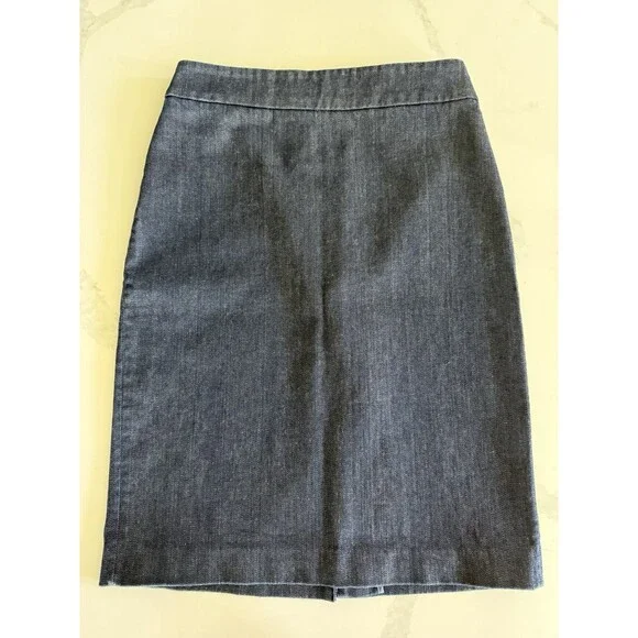 J.CREW Stretch Blue Denim Pencil Skirt Size 2 Cotton & Spandex