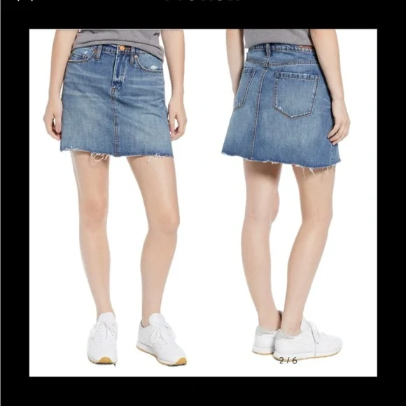 Blank NYC Mini Jean Skirt Blue Denim Raw Frayed Hem Distressed Size 27